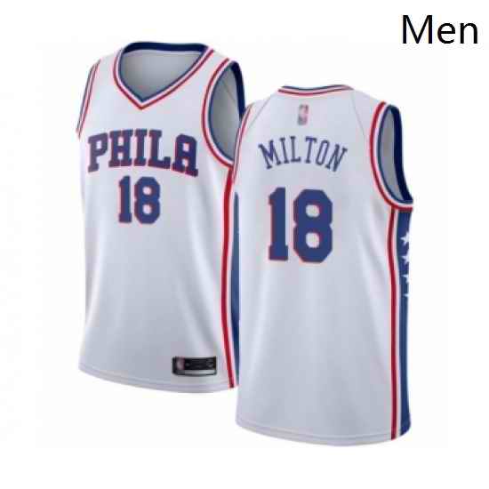 Mens Philadelphia 76ers 18 Shake Milton Authentic White Basketball Jersey Association Edition